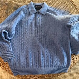 Davis & Squire Light Blue Cashmere Polo Sweater